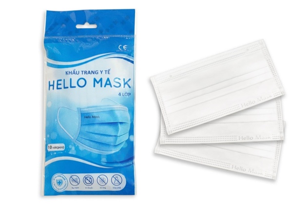 KHẨU TRANG Y TẾ HELLO MASK ( 4 LỚP - DẠNG TÚI 10 CÁI )